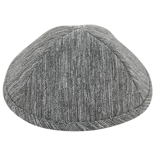 Elegant Fabric Kippah, 17 cm - White, Gray