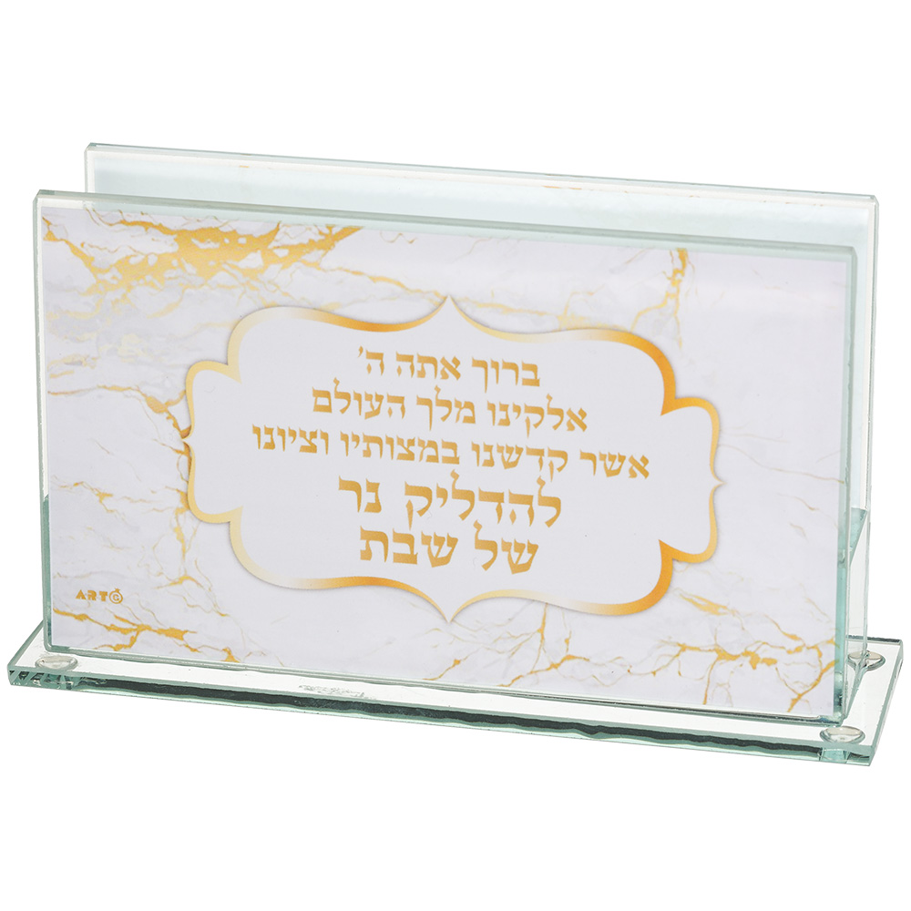מחזיק גפרורים זכוכית עם הדפסה דגם שיש 6.5×4 ס״מ