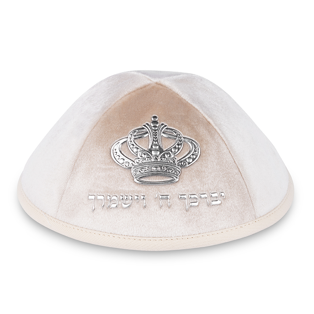 כיפה קטיפה "ארט-מן" עם אותיות בולטות זהב "יברכך" גודל 4 - אופוויט