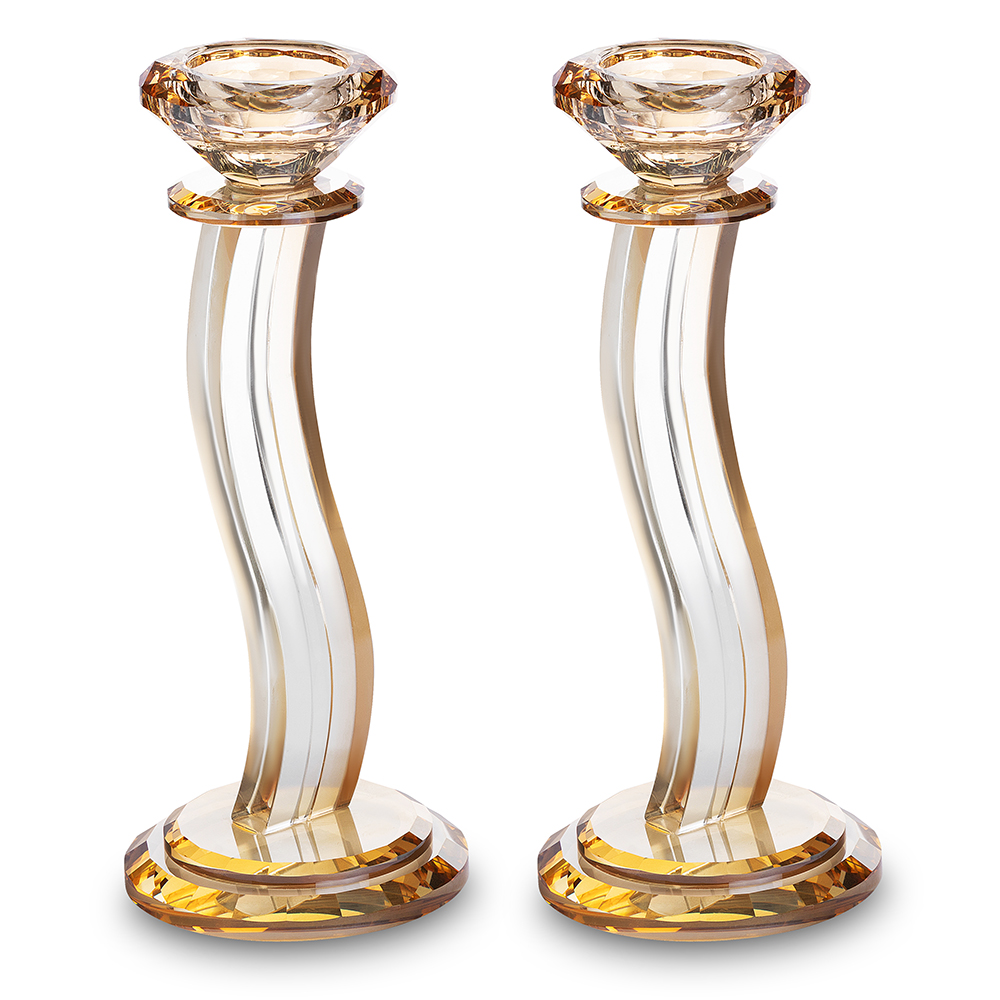 Pair of Crystal Elegant Candlesticks 22 cm