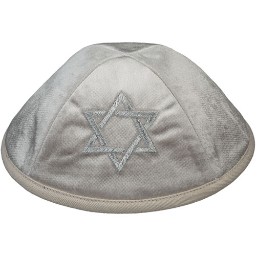 כיפה קטיפה "ארט-מן" עם ריקמה מגן דוד גודל 4 - פנינה