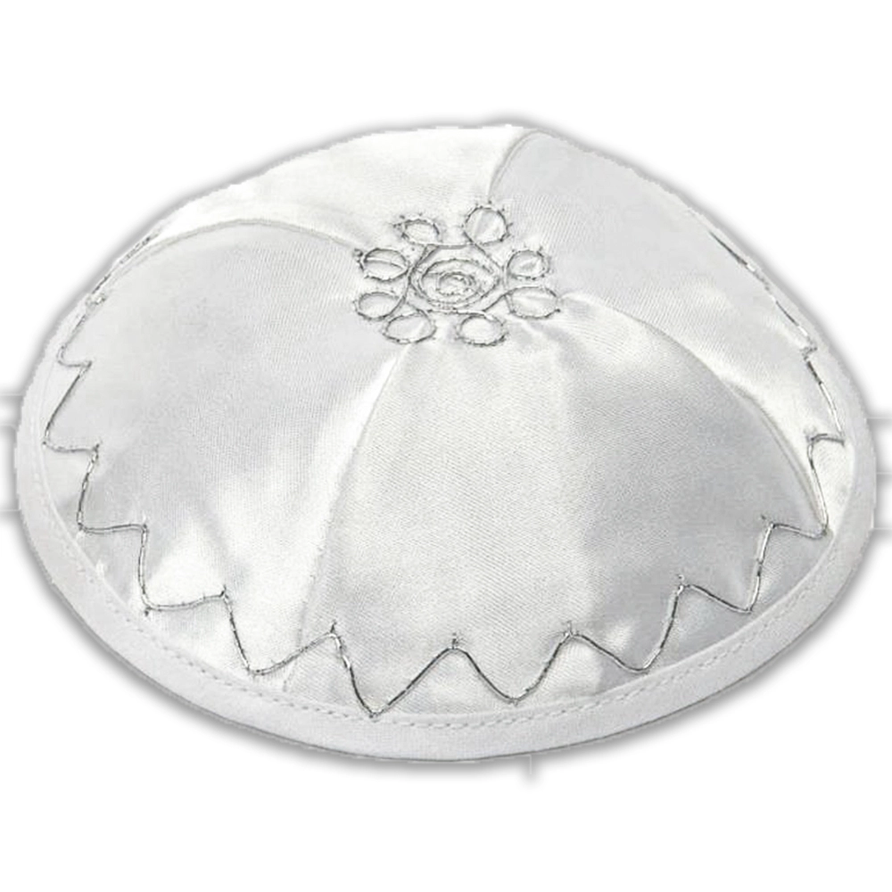 Satin Kippah 16 cm- White Diamond Shape