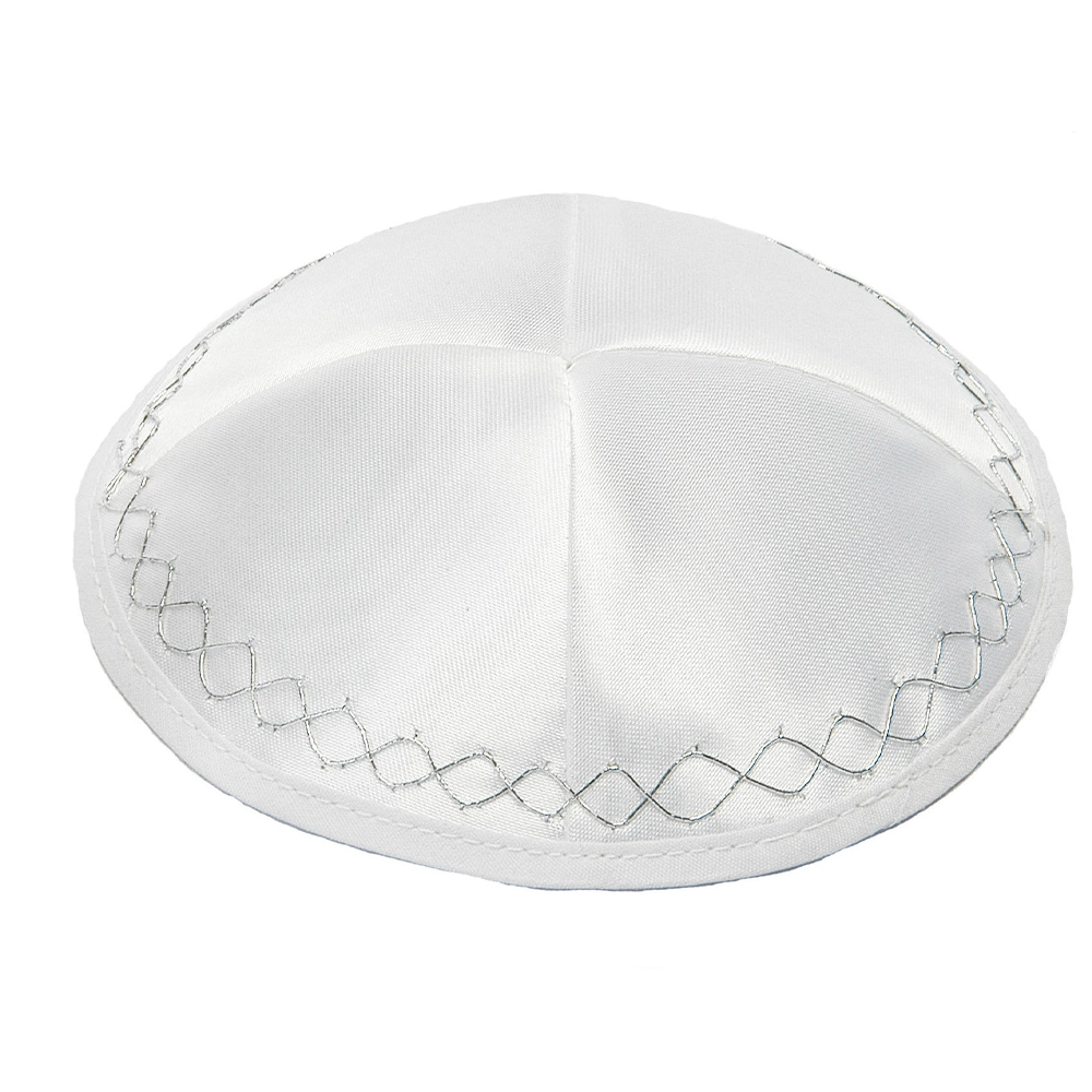 White Satin Kippah 16 cm