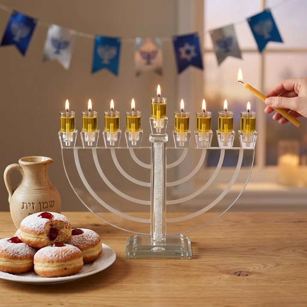 חנוכייה קריסטל מהודרת 22×30 ס״מ
