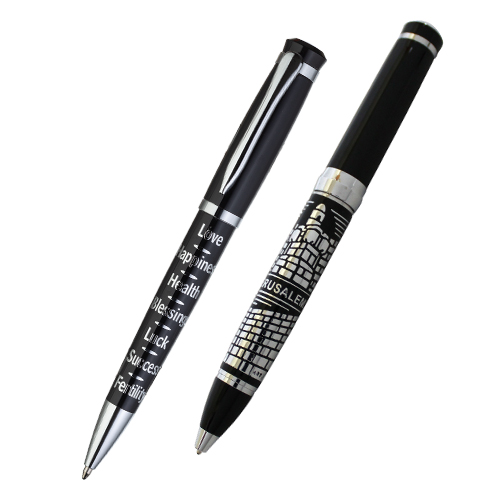 Elegant Black Pen Inscribed with Silver "7 Blessings" 13.5 cm- -English