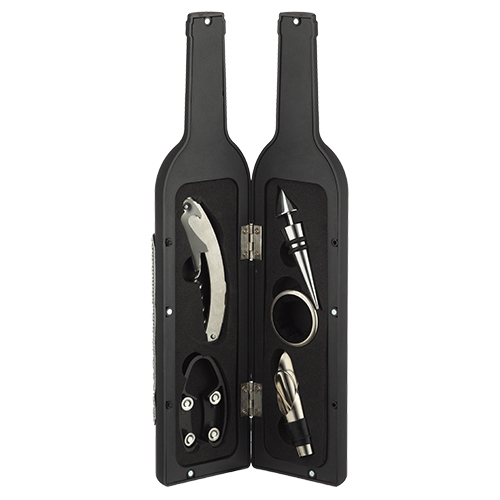 Set of Wine Accessories in a Bottle with Plaque 32 cm