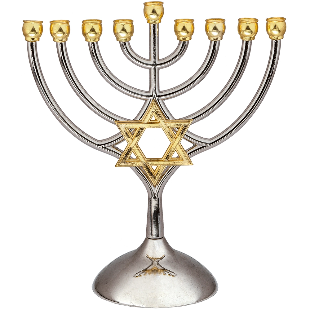 Metal Menorah 18*16 Cm-magen David - Gold