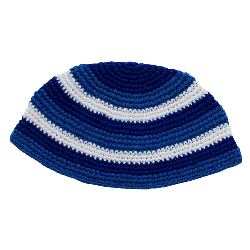 כיפה פריק 24 ס״מ פסים כחול לבן ותכלת