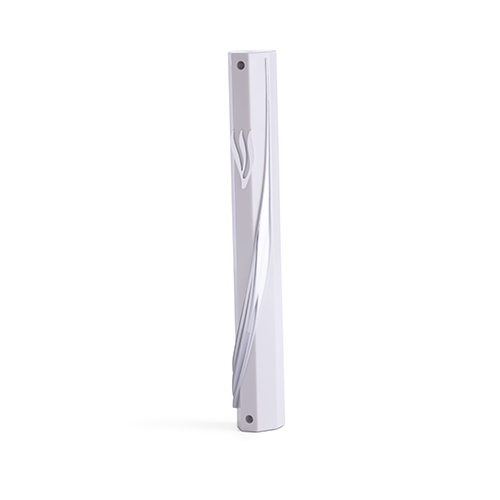 Plastic White Mezuzah with Rubber Cork 12 cm - Silver