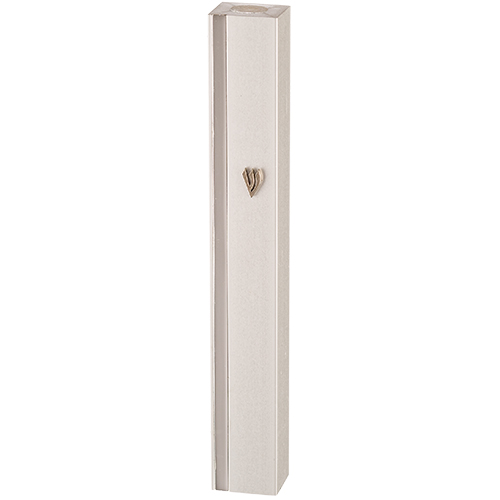 Aluminum Mezuzah 12 cm- Silver with Metal Shin & Silver Stripe - Matte