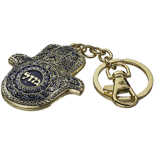 מחזיק מפתחות חמסה "מזל" משובץ 5.5 ס״מ