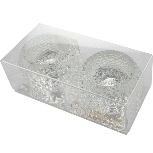 Pair of Glass Candlesticks - 5 cm