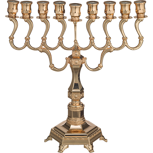 Metal Menorah 36 cm - Rose Gold Finish