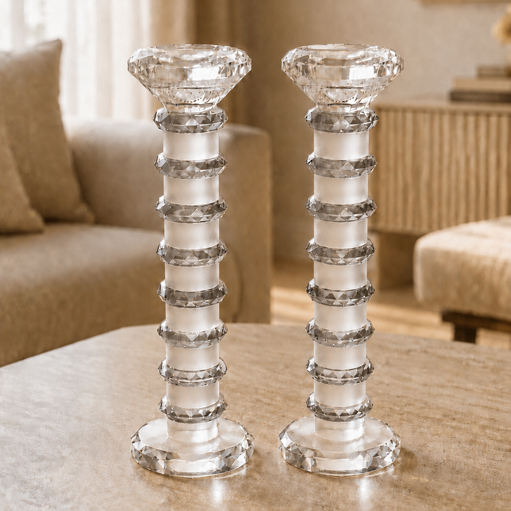 Pair of Crystal Elegant Candlesticks 22.5 cm