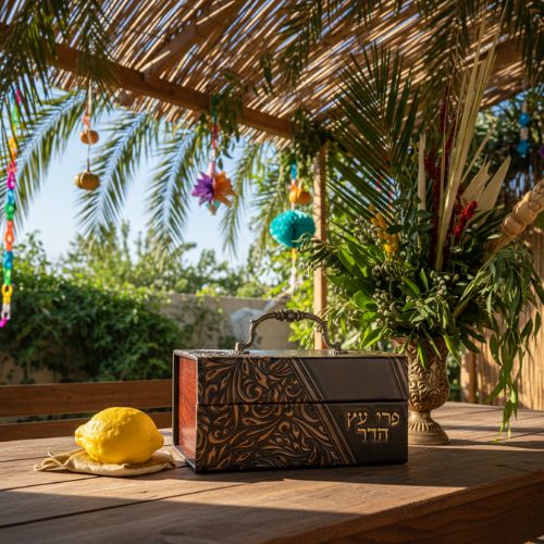 Faux Leather Etrog Box with Handle 12*20*11 cm