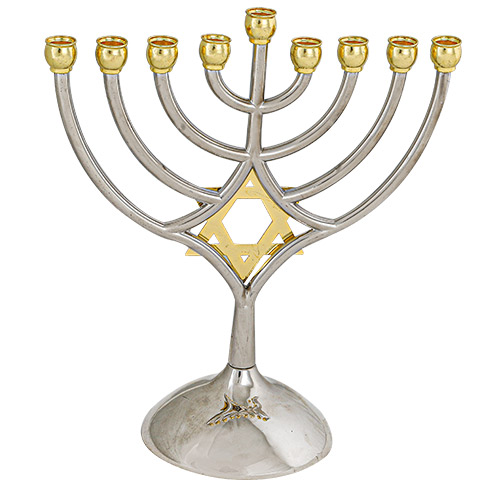 Metal Menorah 18*16 Cm-magen David - Gold