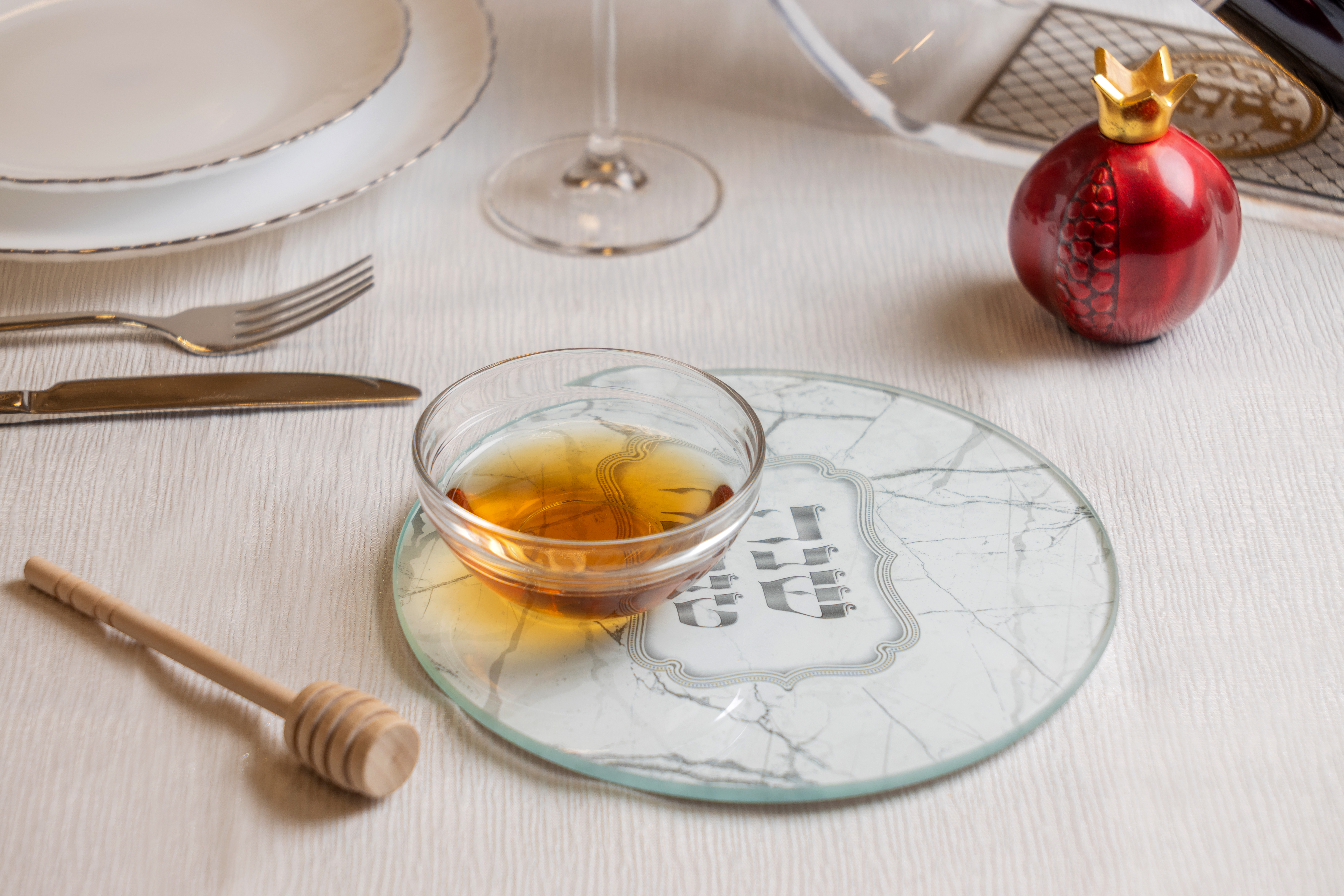 Reinforced Glass Set for Serving an Apple with Honey 19 cm