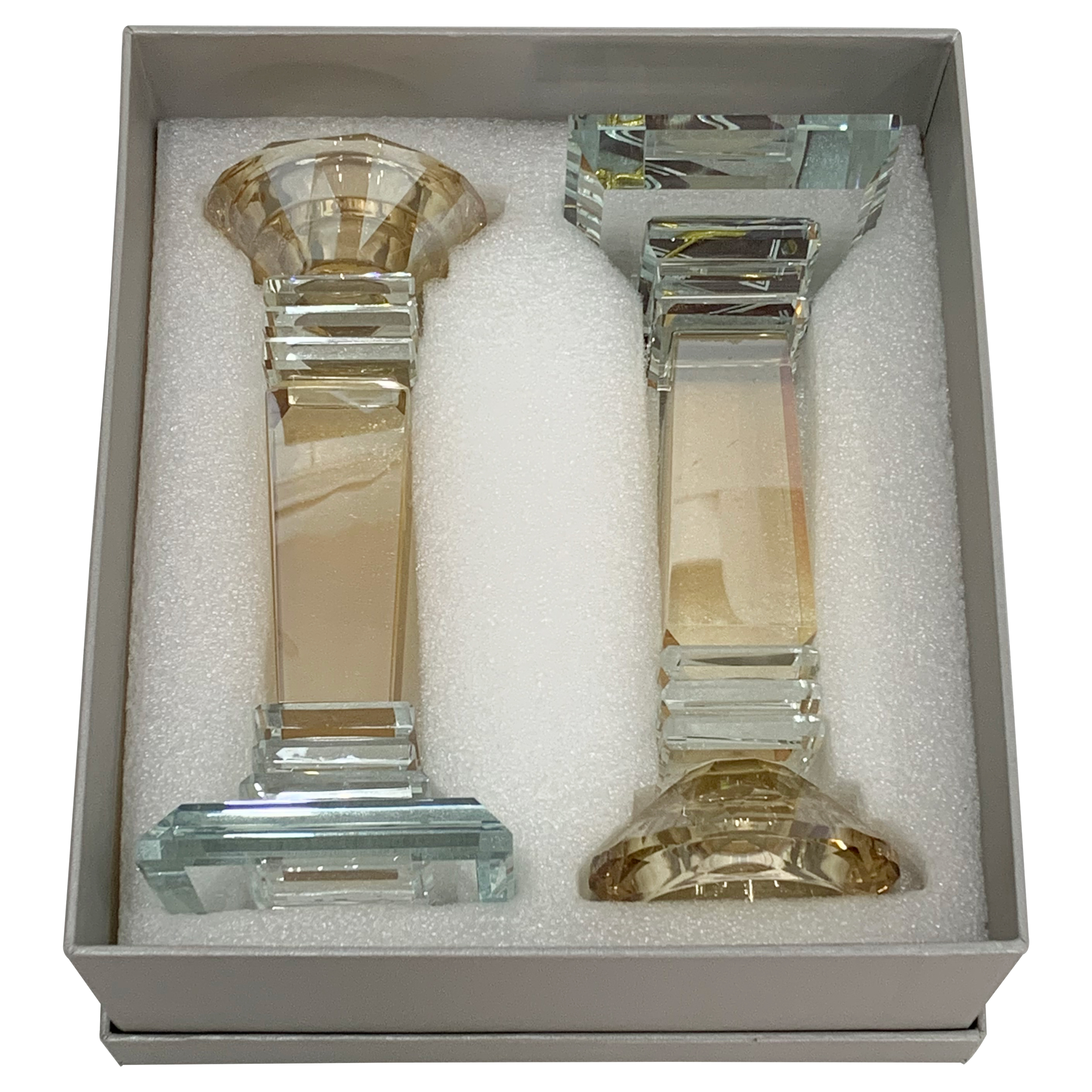 Pair of Crystal Elegant Candlesticks 16 cm