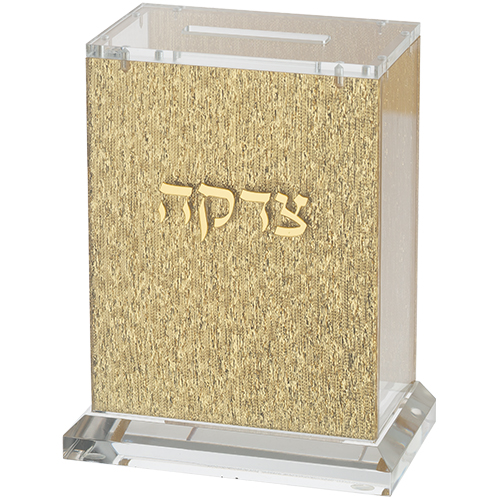 Lucite Tzedakah Box 13cm - Gold