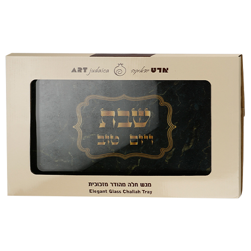 Reinforced Thick Glass Challah Tray 25x37 cm - Blue