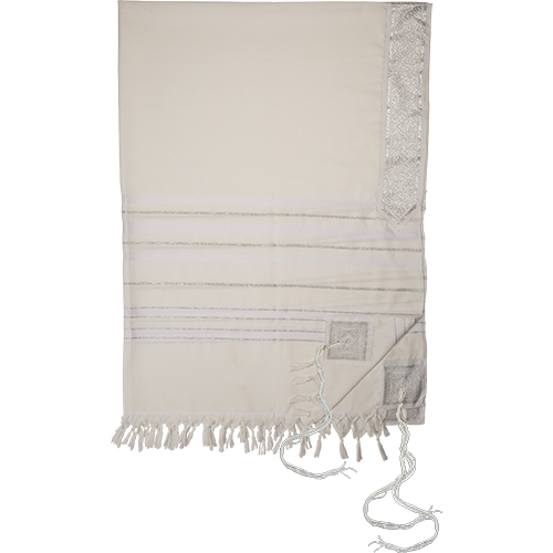 Talit Mofet Size 60 140*185 cm with Silver Stripes