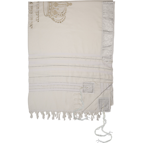 Talit Mofet Size 70 150*185 cm with Silver Stripes - with Embroidery