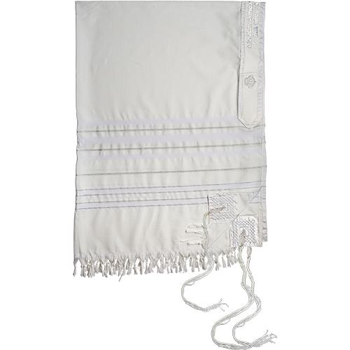 Talit Mofet Size 60 140*185 cm with Silver Stripes