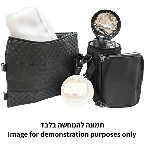 תיק תפ טרמי דמוי עור גוון שחור איכותי לאחסון תפילין 22 ס״מ