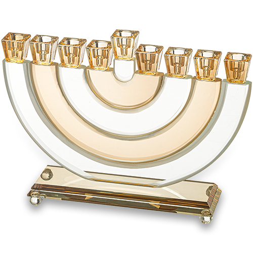 Crystal Elegant Hanukkiah 25cm - Gold, Striped