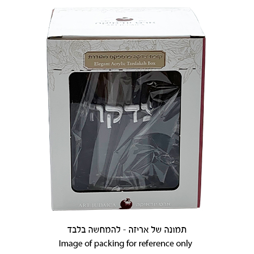קופת צדקה אקריליק מהודרת גוון כסף 12×8 ס״מ