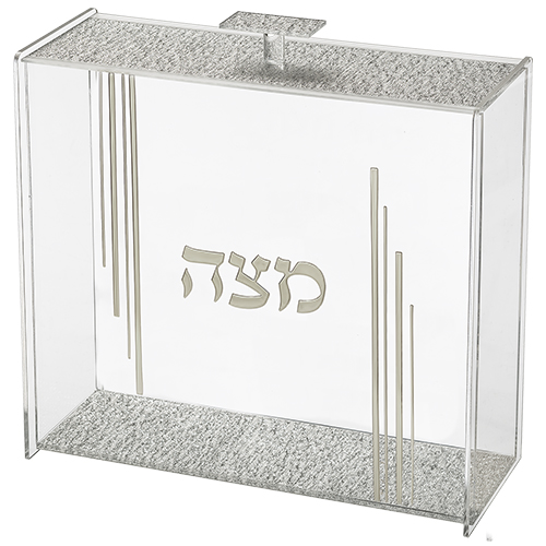 כלי למצה מאקריליק שקוף עם נצנצים 21×23 ס״מ