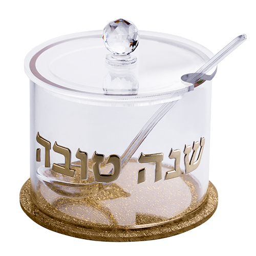 כלי לדבש אקריליק גימור זהב 8.5 ס״מ