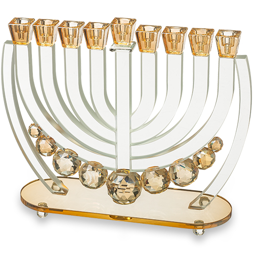 Crystal Elegant Hanukkiah 25cm - Gold