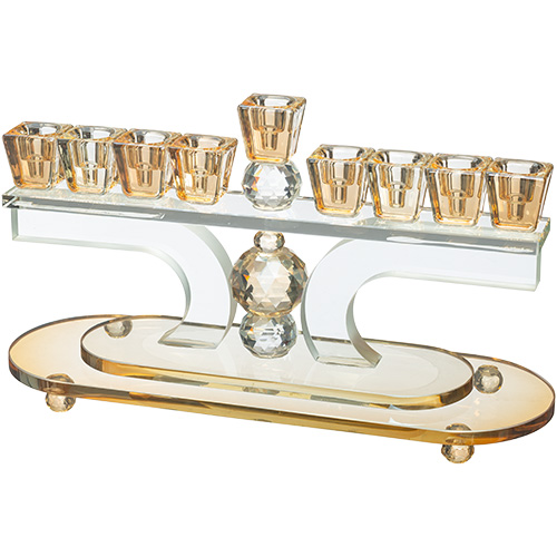 Elegant Crystal Menorah 13cm
