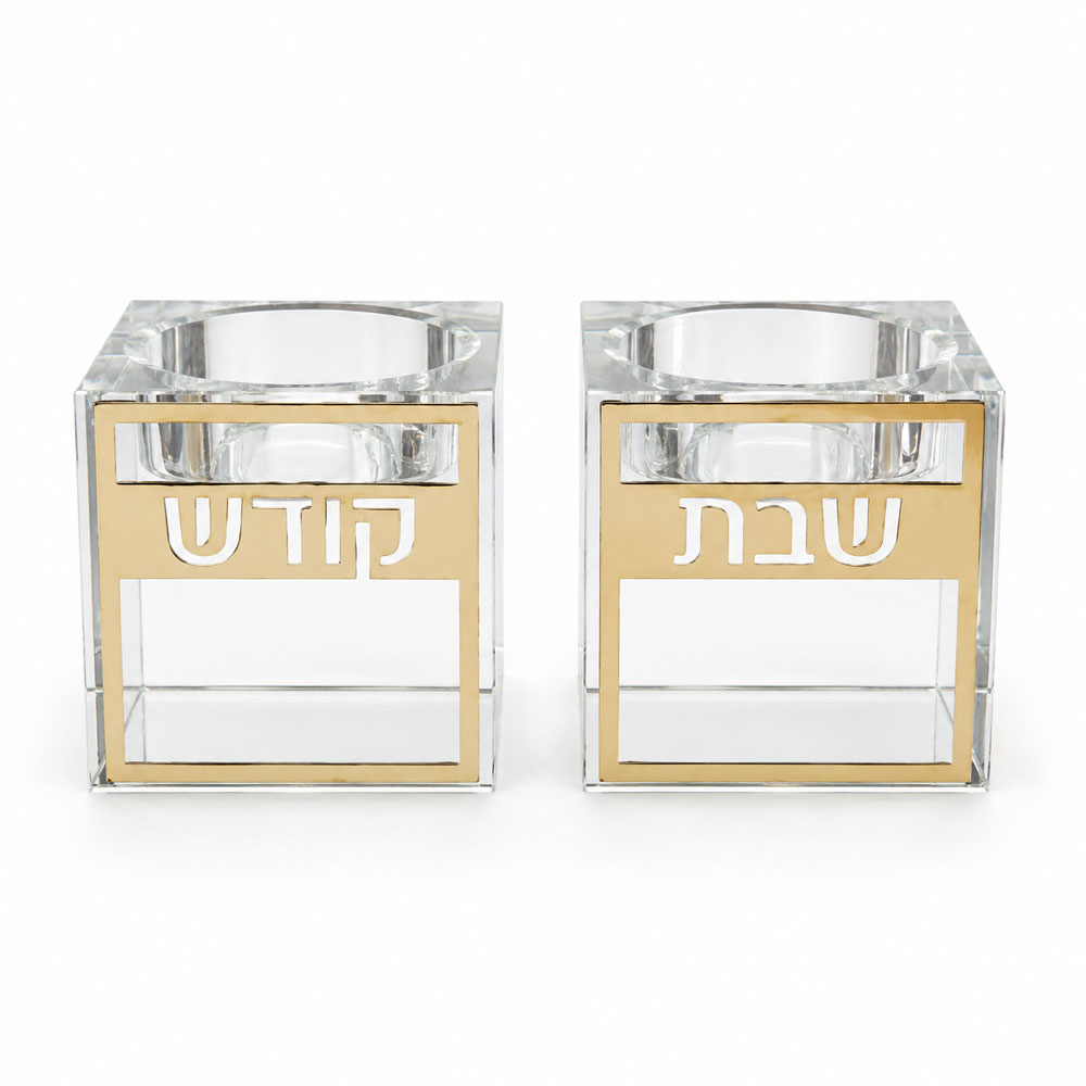 Crystal Candlesticks 8 cm with Metal Plaque