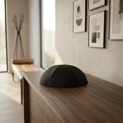 Black Terylene Kippah 23cm- #6, Six Parts