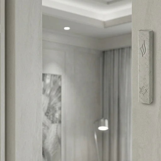 Concrete-like Polymer Mezuzah 12 cm - White