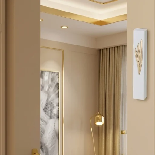 Polymer "Concrete" Mezuzah 12 cm, Stone - Like, White - Gold