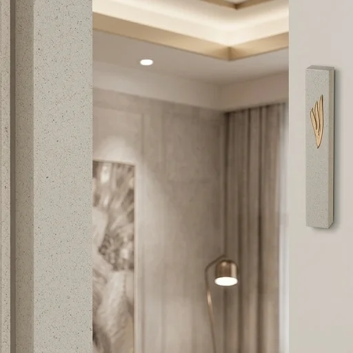 Polymer "Concrete" Mezuzah 20 cm, Stone - Like - Silver