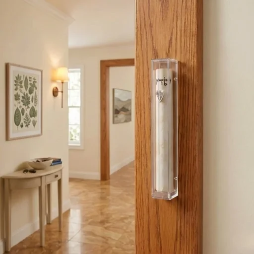 Clear Plastic Mezuzah with Rubber Cork 15 cm - Silver