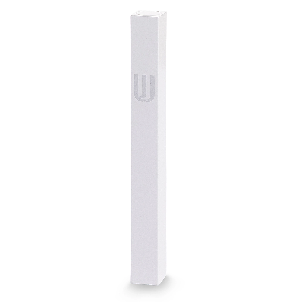 Aluminum Mezuzah 12 cm - White, Printed "Shin"