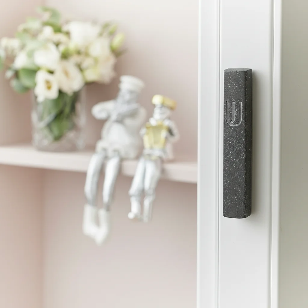 Polymer "Concrete" Mezuzah 15 cm, Dotted Black