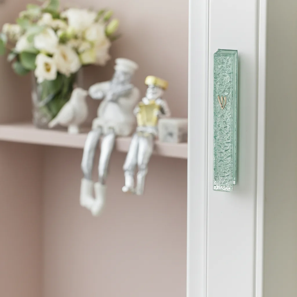 Glass Mezuzah with Silicon Cork 10 cm - "Bubbles" Design