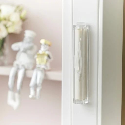 Clear Plastic Mezuzah 12 cm - Silver Shin with Rubber Cork