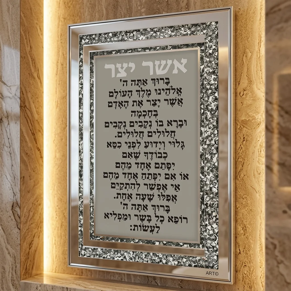Glass Frame "Asher Yatzar" 25x35 cm- Sepharadic - with Stones