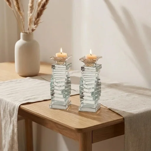 Pair of Crystal Elegant Candlesticks 19.5 cm