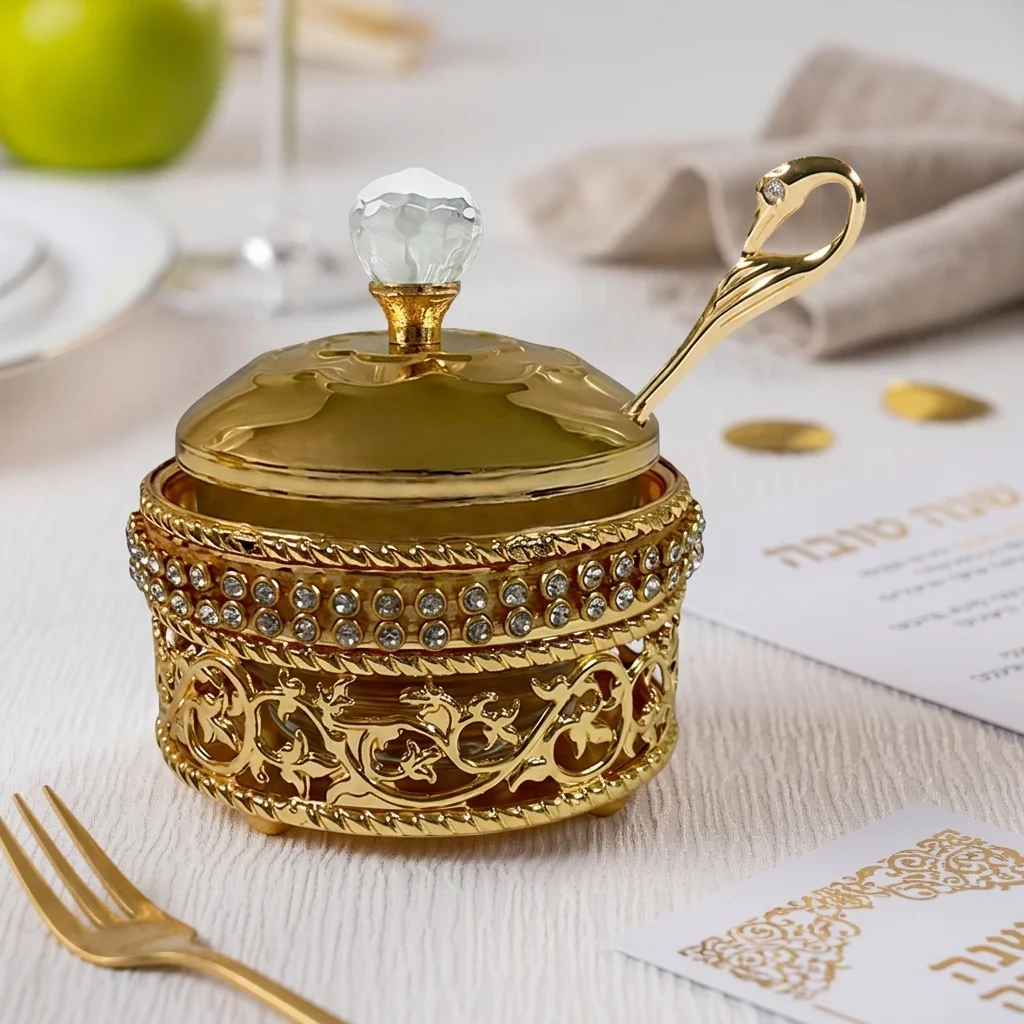 Golden Filigreen Honey Dish, 10 cm