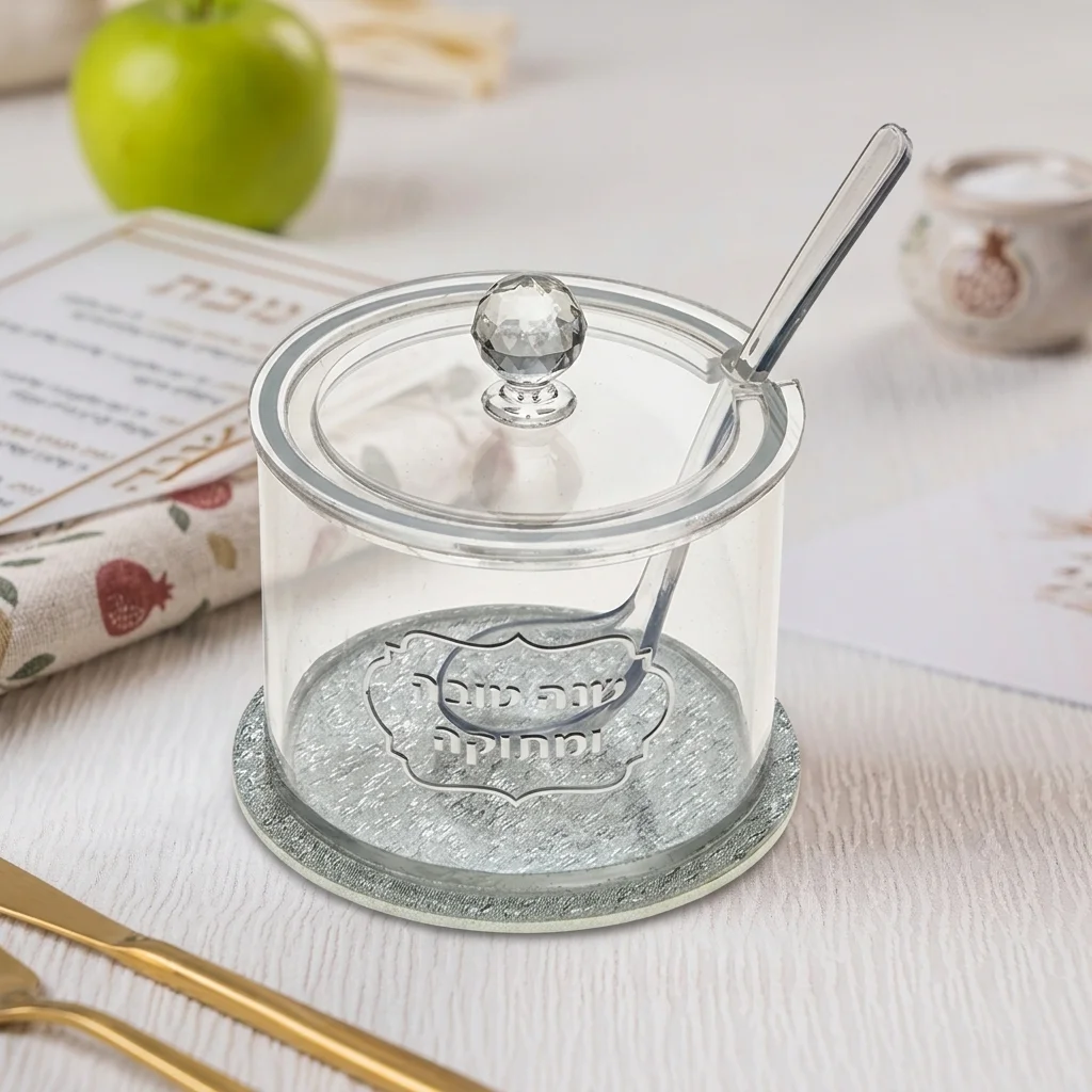 Lucite Honey Dish, 8.5 cm - Silver