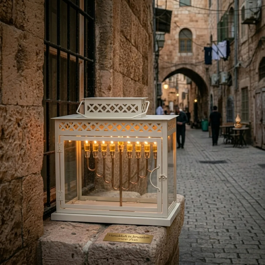 Aluminium and Glass Menorah Box 44*25*40 cm - White