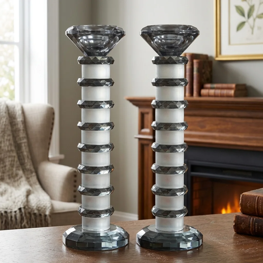 Pair of Crystal Elegant Candlesticks 22.5 cm